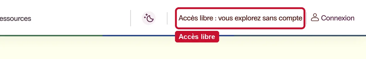 En haut à droite d'une formation : la mention « Accès libre : vous explorez sans compte ».